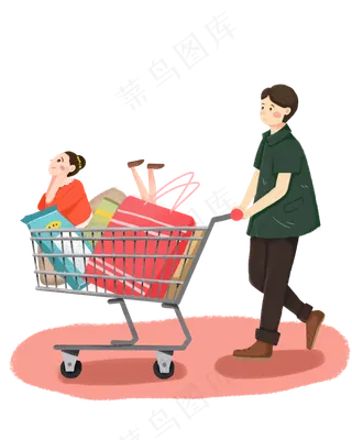 七夕情侣购物场景素材