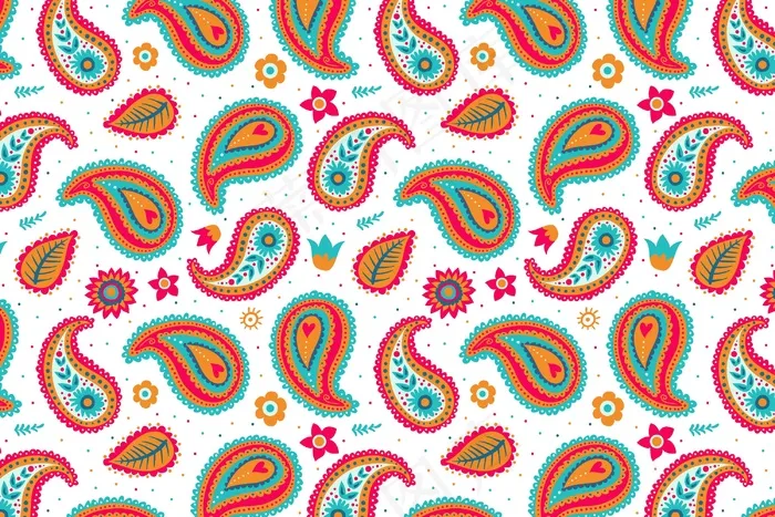 创意佩斯利图案与丰富多彩的元素eps,ai矢量模版下载