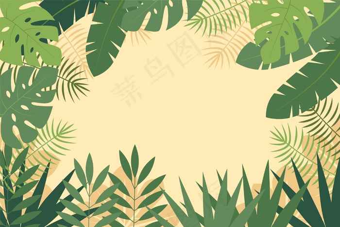 使用热带树叶主题进行缩放的背景