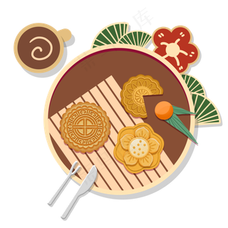 中秋节俯视不同口味月饼