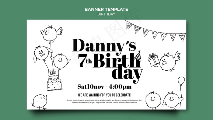 生日卡横幅banner模板