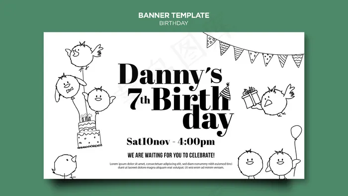 生日卡横幅banner模板psd模版下载
