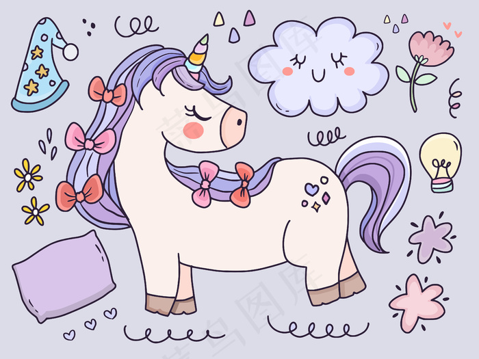 独角兽与搞笑元素插画