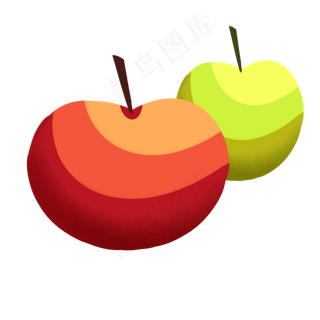 一红一绿两个苹果
