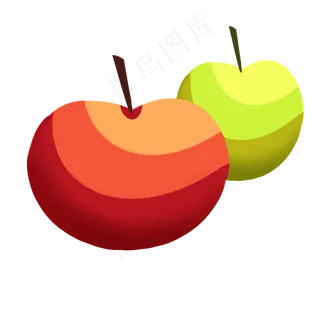一红一绿两个苹果