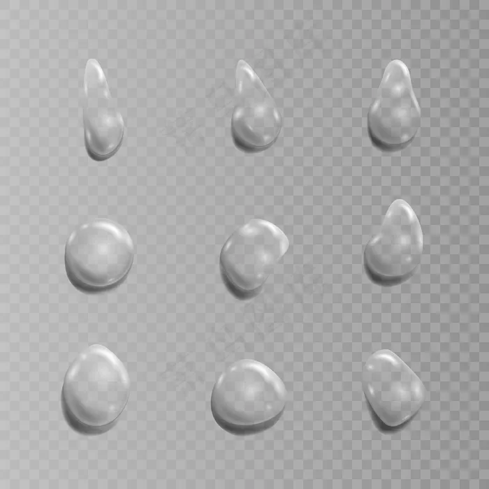 透明的水滴。透明背景插图eps,ai矢量模版下载