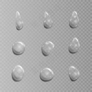 透明的水滴。透明背景插图