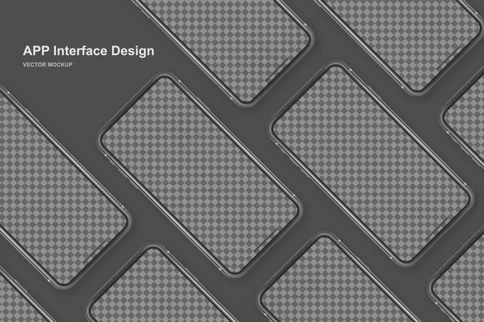 黑色背景的黑色手机。商业演示的空屏幕模型样机。eps,ai矢量模版下载