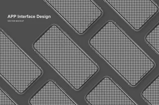 黑色背景的黑色手机。商业演示的空屏幕模型样机。
