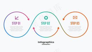 时尚的三步式业务信息图形模板