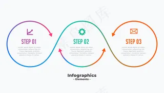 时尚的三步式业务信息图形模板