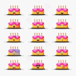可爱的生日蛋糕与表情设置