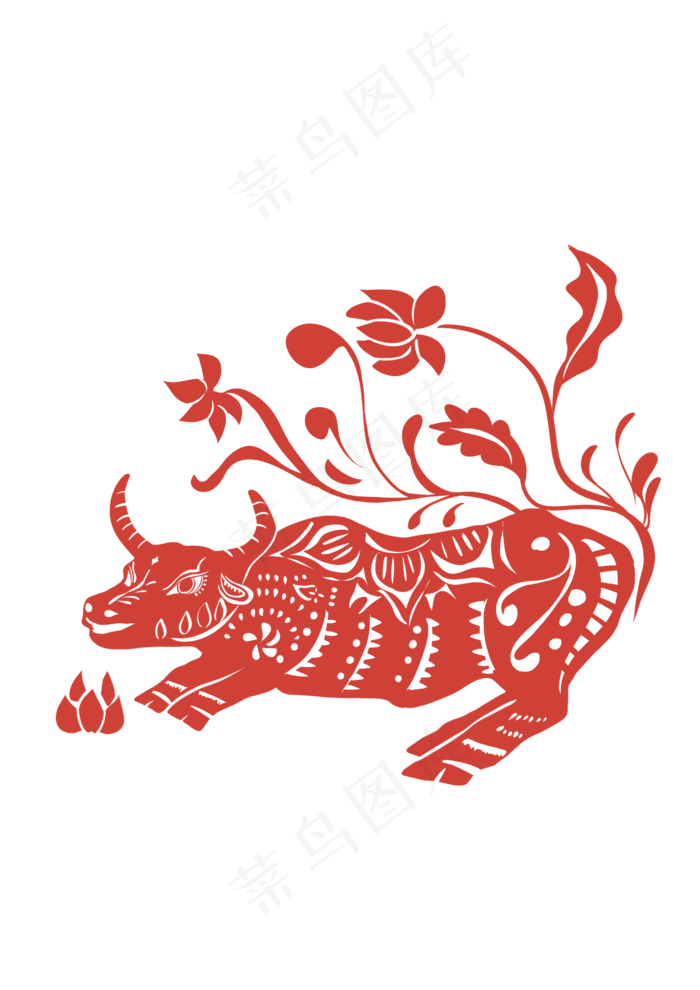 牛年剪纸(2480X3508(DPI:299))psd模版下载
