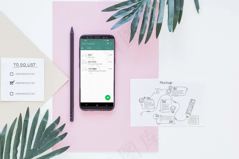 带实体模型样机概念的俯视智能手机
