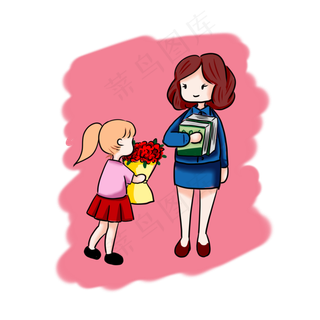 教师节粉色学生送花