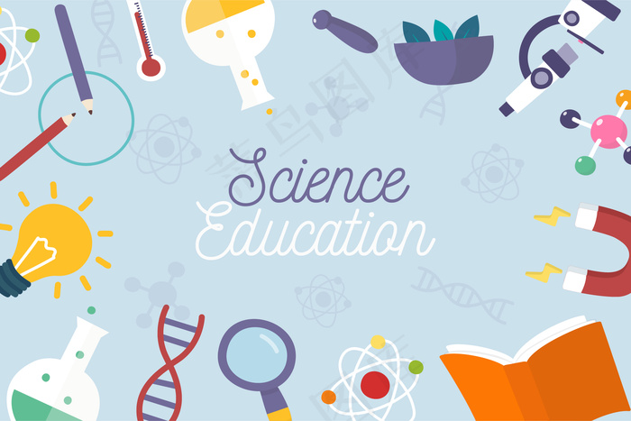 手绘科学教育背景