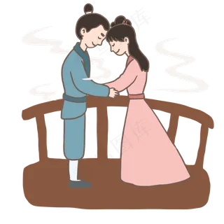 牛郎织女相会七夕情人节手绘免抠 牛郎织女相会七夕情人节手绘免抠
