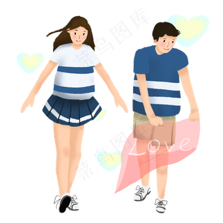 卡通手绘情人节情侣装约会丝巾