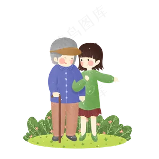 手绘重阳节关爱老人