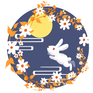 中秋花环玉兔