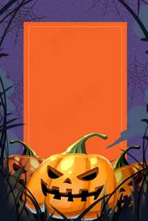 恐怖万圣节卡通几何橙色banner