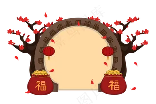 中国风拱门新年边框