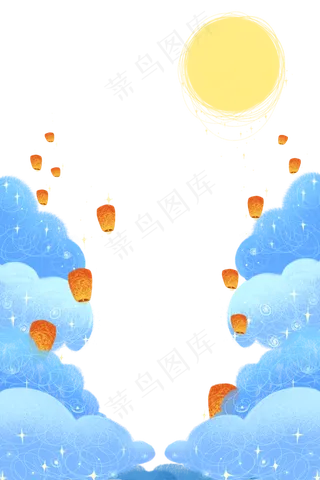 中秋孔明灯夜空