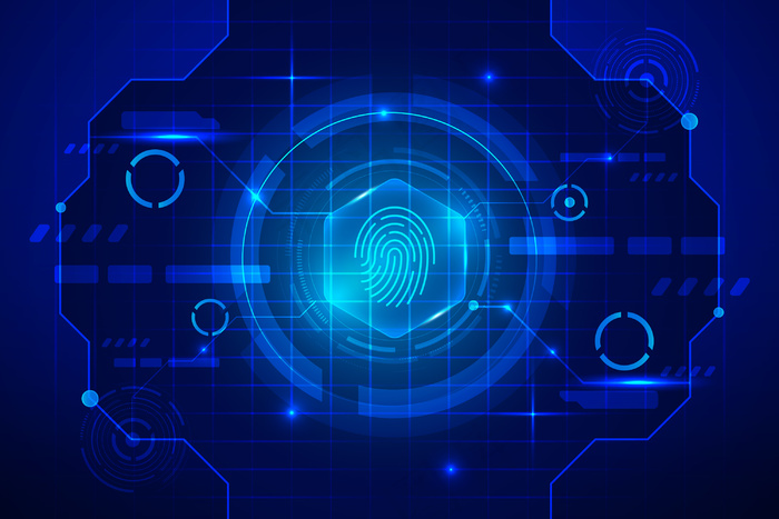 蓝色霓虹灯指纹背景