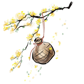 中秋节挂在桂花树上的酒壶