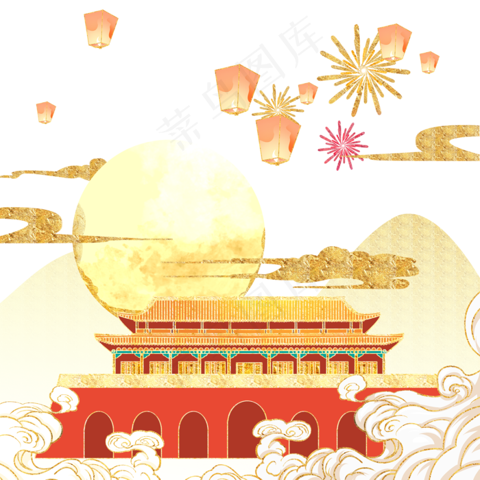 国潮中秋国庆(2000X2000(DPI:300))psd模版下载