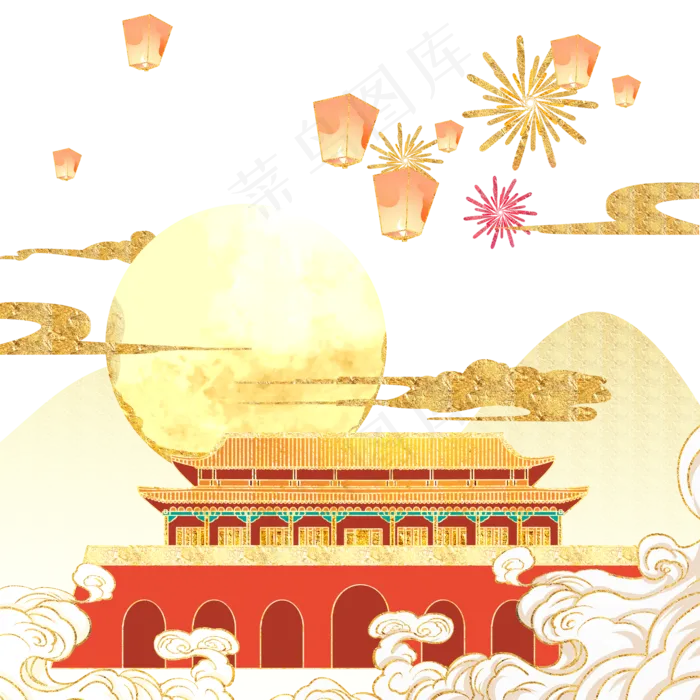 国潮中秋国庆(2000X2000(DPI:300))psd模版下载