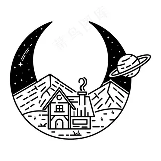 半月形与景观复古单线设计