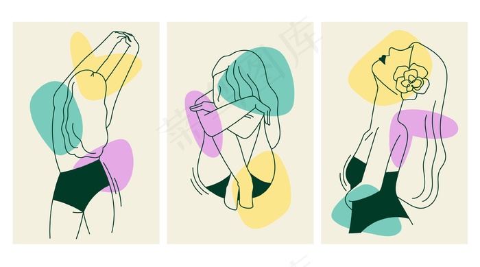 优雅线条艺术风格的女性