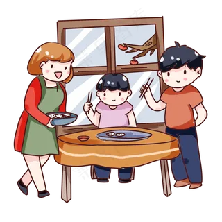 手绘卡通立冬包饺子