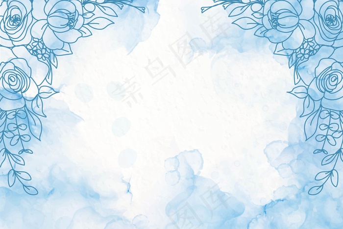 优雅的海军蓝酒精墨水背景与花eps,ai矢量模版下载