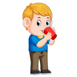 小男孩用纸杯喝酒