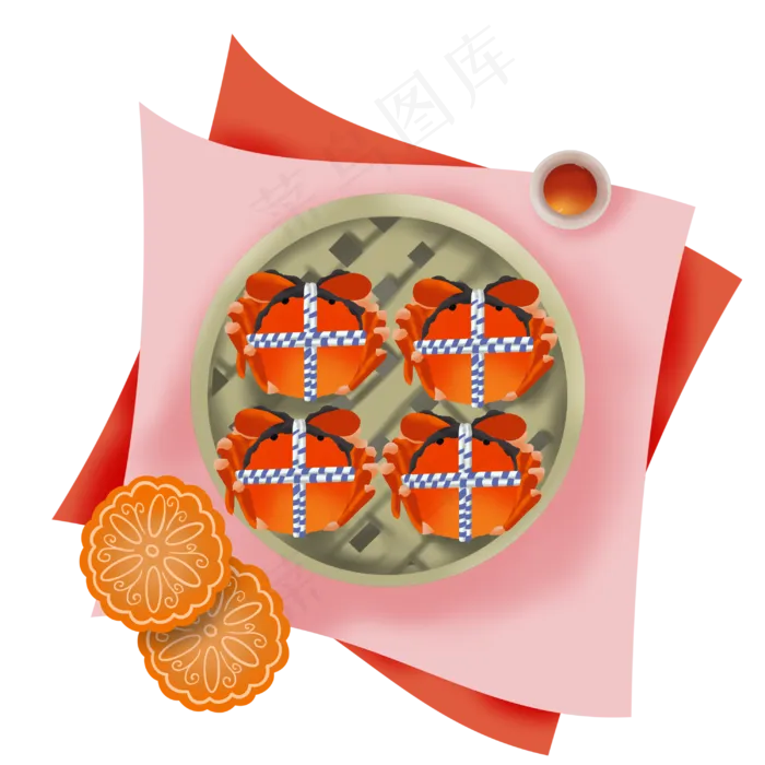 中秋大闸蟹月饼(3000X3000(DPI:300))psd模版下载