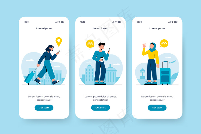 出租车服务的上车应用程序app屏幕eps,ai矢量模版下载