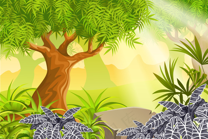 热带植物的游戏景观