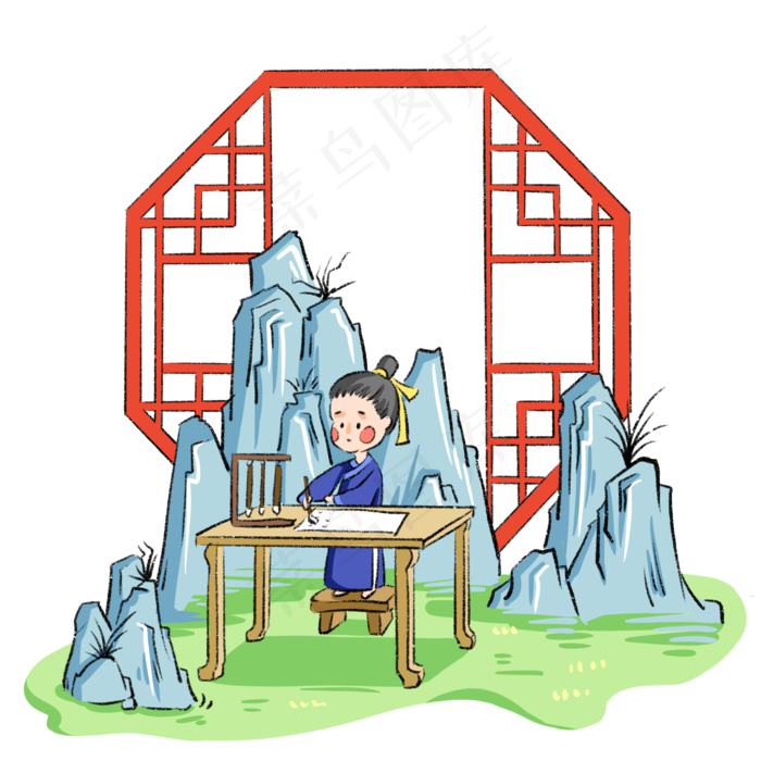 教育学习教师节古代卡通(2000X2000(DPI:300))psd模版下载