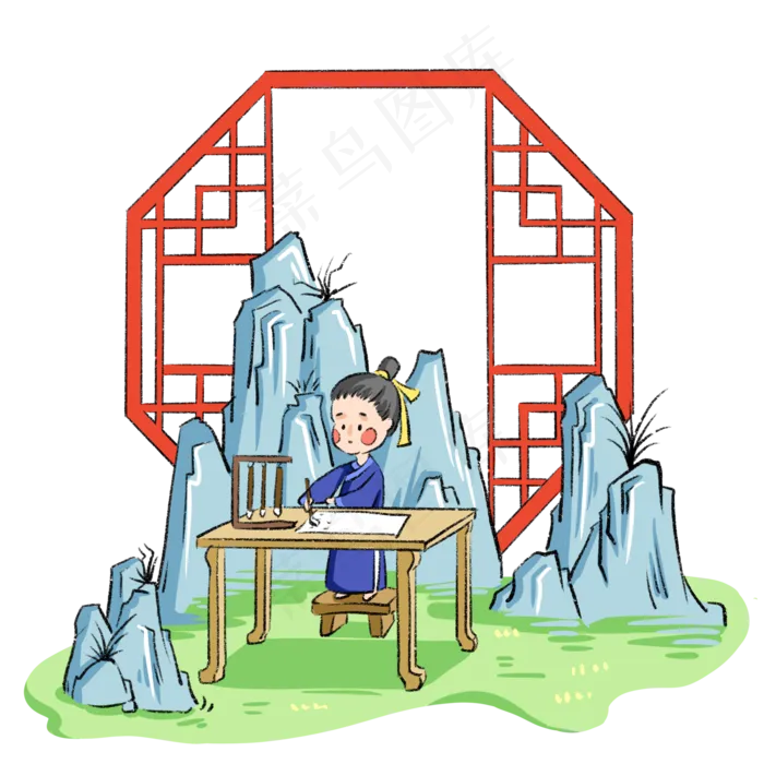 教育学习教师节古代卡通(2000X2000(DPI:300))psd模版下载