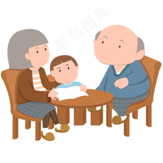 手绘矢量重阳节老年人透明底免抠