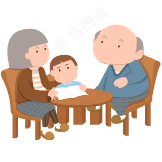 手绘矢量重阳节老年人透明底免抠