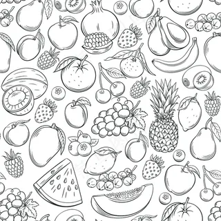 手绘水果无缝图案。 手绘水果无缝图案。