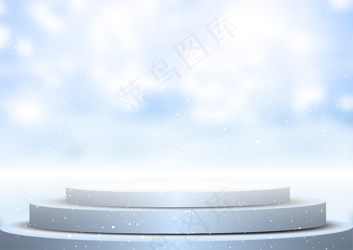 在模糊的冬季背景下展示讲台