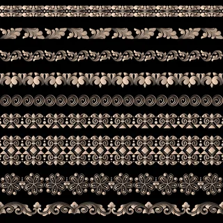 边框元素和页面装饰元素的向量集。边框装饰元素图案。民族边界矢量图。