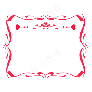 七夕情人节红色彩带边框