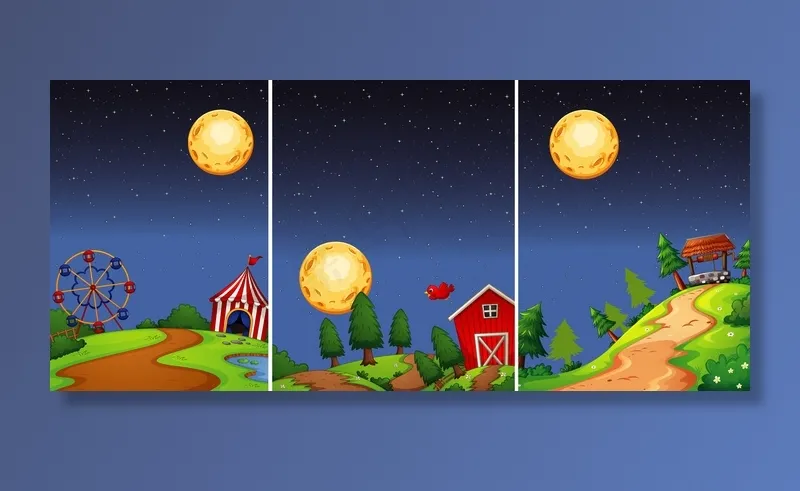 夜景中的不同地方eps,ai矢量模版下载