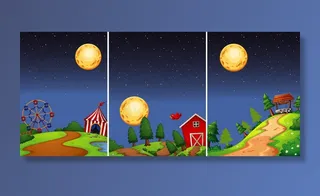 夜景中的不同地方