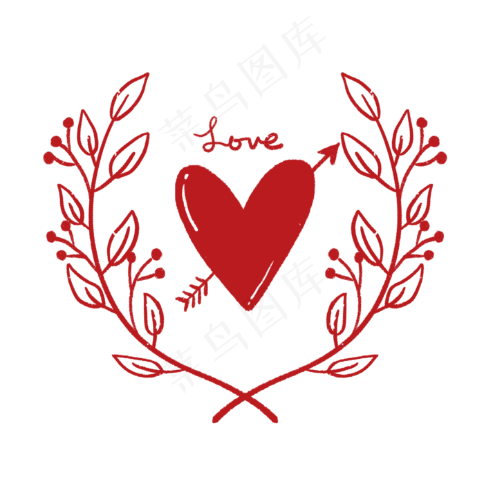 浪漫爱心花环PNG免抠素材